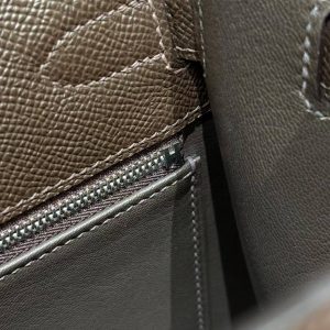 Hermes Kelly 28 Bag Handmade In Epsom Calfskin Leather Silver Hardware 47 Chocolat - Image 11