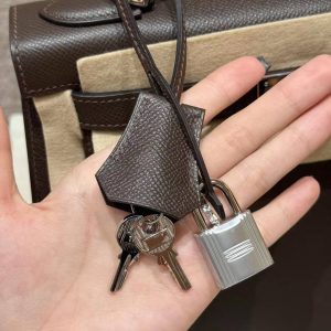 Hermes Kelly 28 Bag Handmade In Epsom Calfskin Leather Silver Hardware 47 Chocolat - Image 7