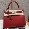 Hermes Kelly 28 Bag Handmade In Box Calfskin Leather Gold Hardware 5x Rouge Piment