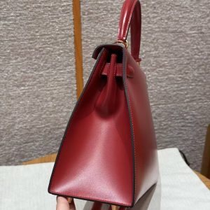 Hermes Kelly 28 Bag Handmade In Box Calfskin Leather Gold Hardware 5x Rouge Piment - Image 17