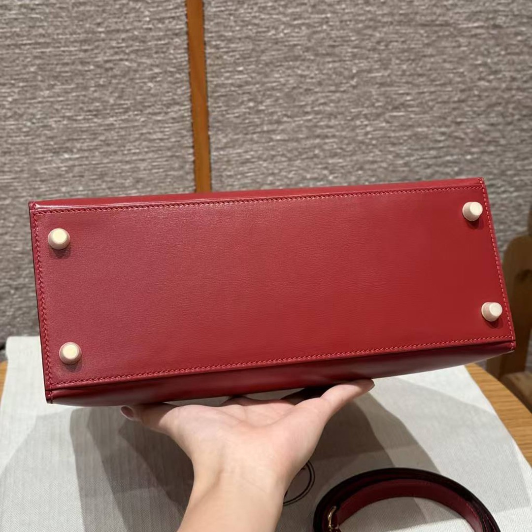 Hermes Kelly 28 Bag Handmade In Box Calfskin Leather Gold Hardware 5x Rouge Piment - Image 15
