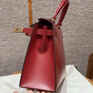 Hermes Kelly 28 Bag Handmade In Box Calfskin Leather Gold Hardware 5x Rouge Piment - Image 10