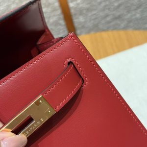 Hermes Kelly 28 Bag Handmade In Box Calfskin Leather Gold Hardware 5x Rouge Piment - Image 8