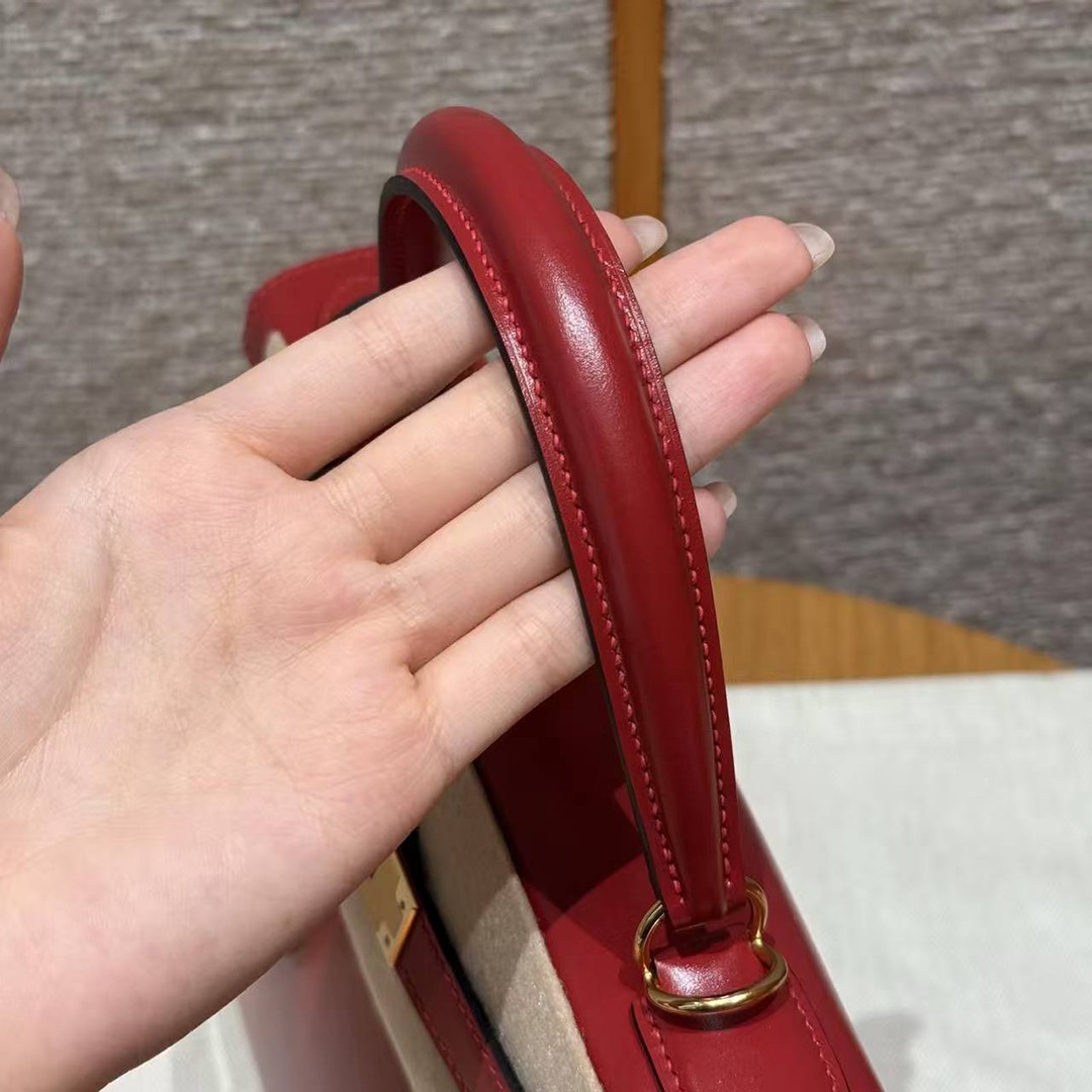 Hermes Kelly 28 Bag Handmade In Box Calfskin Leather Gold Hardware 5x Rouge Piment - Image 6