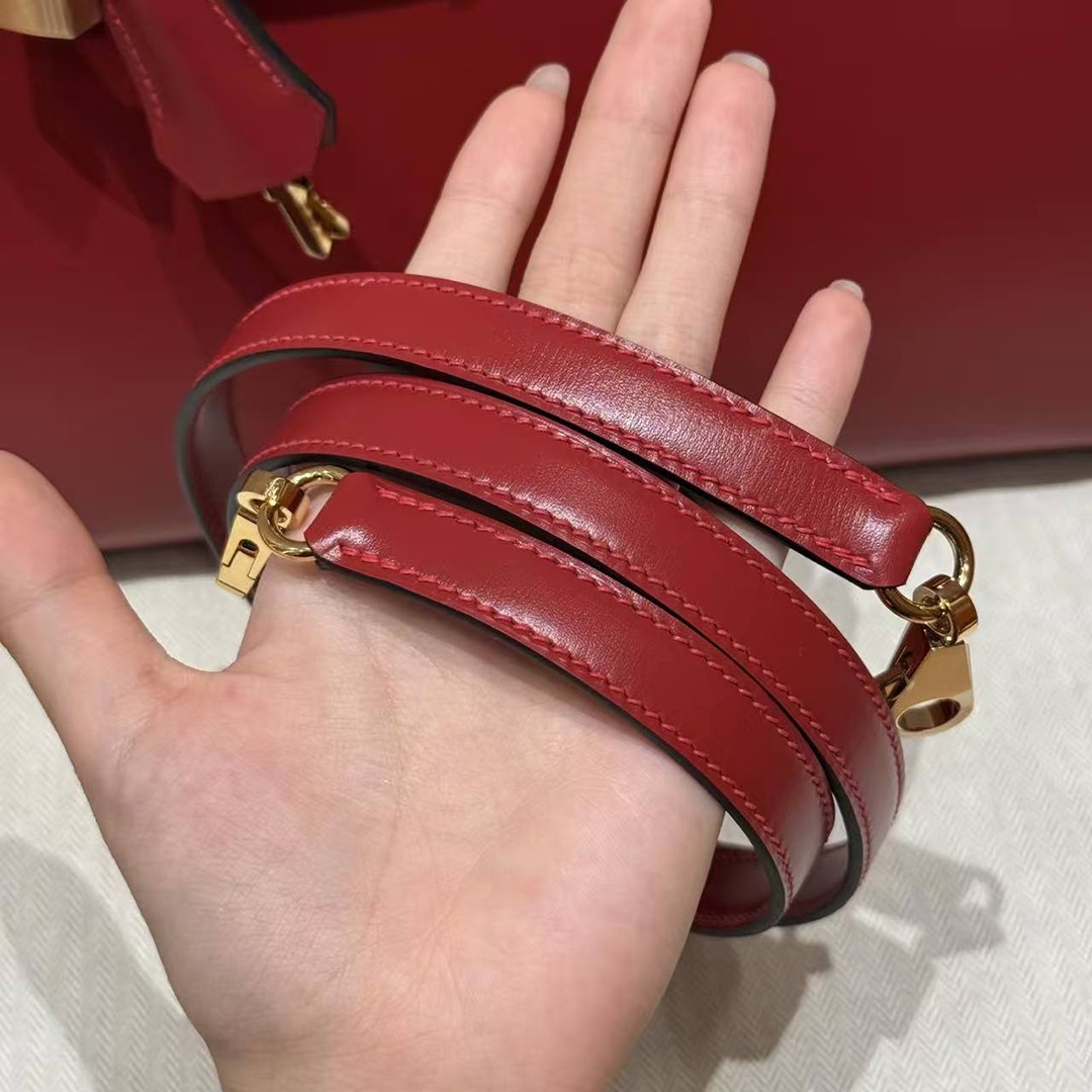 Hermes Kelly 28 Bag Handmade In Box Calfskin Leather Gold Hardware 5x Rouge Piment - Image 5