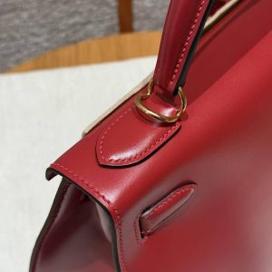 Hermes Kelly 28 Bag Handmade In Box Calfskin Leather Gold Hardware 5x Rouge Piment - Image 3