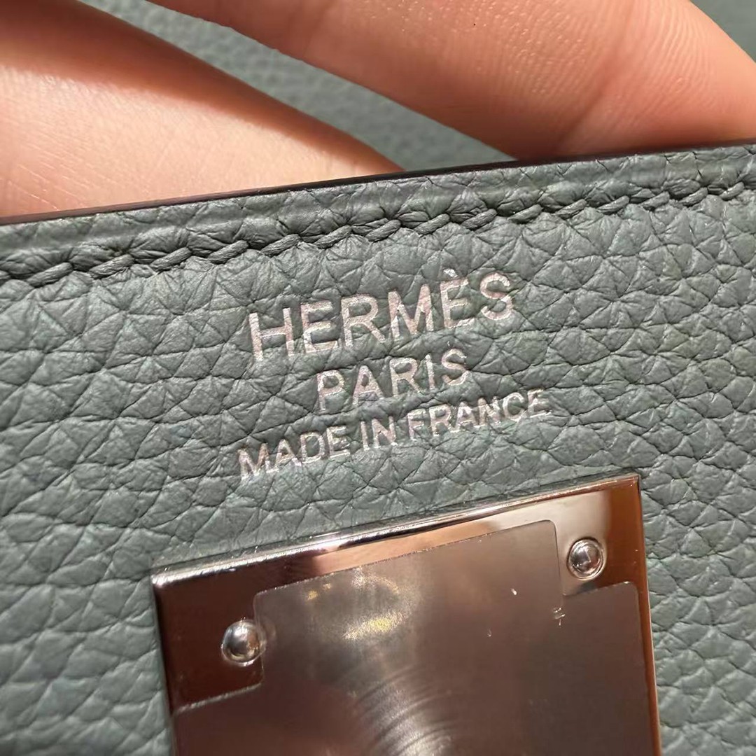 Hermes Kelly 28 Bag Handmade In Togo Calfskin Leather Silver Hardware 63 Vert Amanda - Image 24