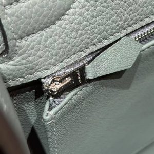 Hermes Kelly 28 Bag Handmade In Togo Calfskin Leather Silver Hardware 63 Vert Amanda - Image 15