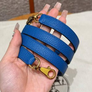 Hermes Kelly 28 Bag Handmade In Togo Calfskin Leather Gold Hardware 71 Blue France - Image 3