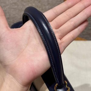Hermes Kelly 28 Bag Handmade In Box Calfskin Leather Gold Hardware 73 Blue Saphir - Image 8