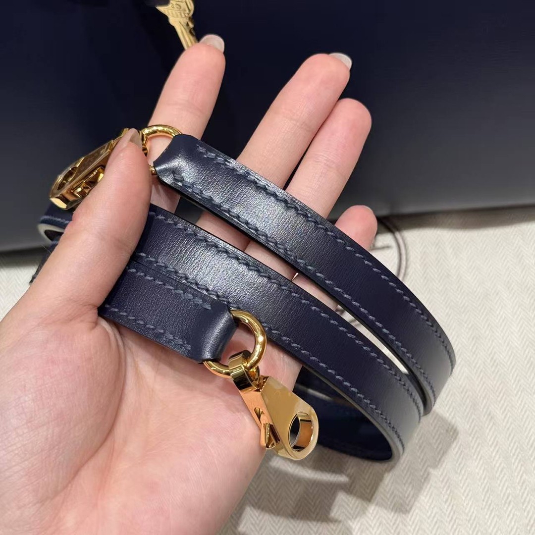 Hermes Kelly 28 Bag Handmade In Box Calfskin Leather Gold Hardware 73 Blue Saphir - Image 7