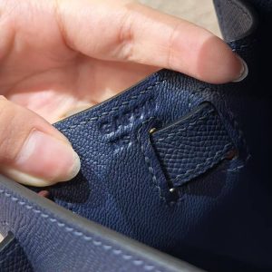 Hermes Kelly 28 Bag Handmade In Epsom Calfskin Leather Silver Hardware 73 Blue Saphir - Image 15