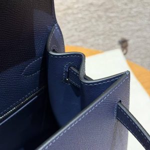 Hermes Kelly 28 Bag Handmade In Epsom Calfskin Leather Silver Hardware 73 Blue Saphir - Image 11