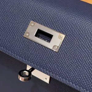 Hermes Kelly 28 Bag Handmade In Epsom Calfskin Leather Silver Hardware 73 Blue Saphir - Image 10