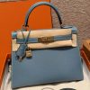 Hermes Kelly 28 Bag Handmade In Epsom Calfskin Leather Gold Hardware 75 Bleu Jean