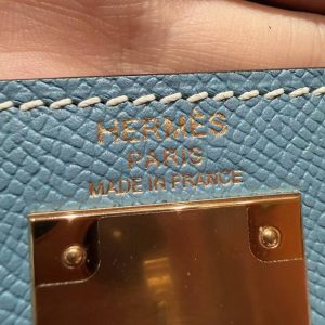 Hermes Kelly 28 Bag Handmade In Epsom Calfskin Leather Gold Hardware 75 Bleu Jean - Image 22