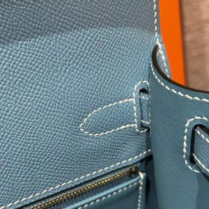 Hermes Kelly 28 Bag Handmade In Epsom Calfskin Leather Gold Hardware 75 Bleu Jean - Image 16