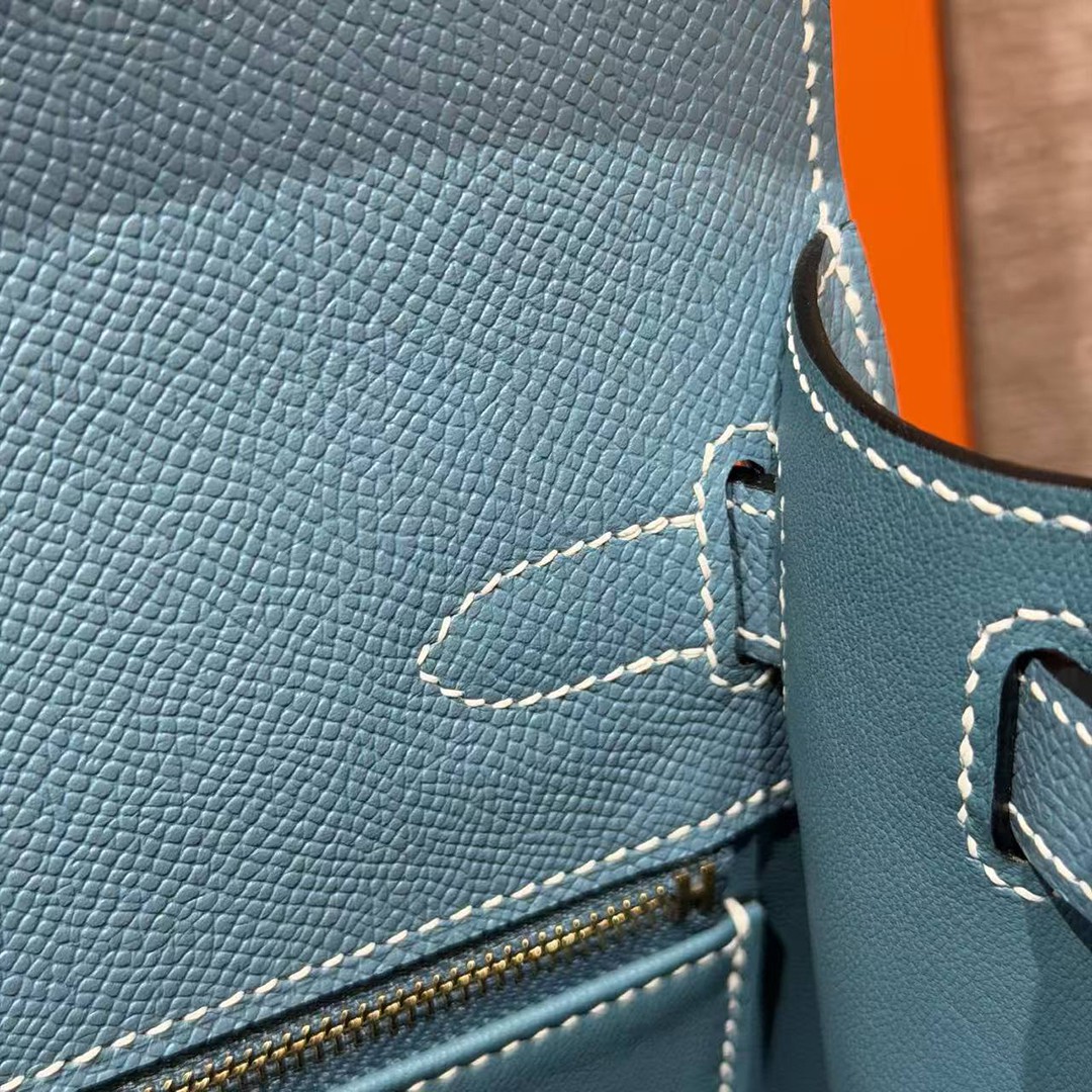 Hermes Kelly 28 Bag Handmade In Epsom Calfskin Leather Gold Hardware 75 Bleu Jean - Image 16