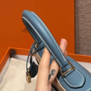 Hermes Kelly 28 Bag Handmade In Epsom Calfskin Leather Gold Hardware 75 Bleu Jean - Image 9