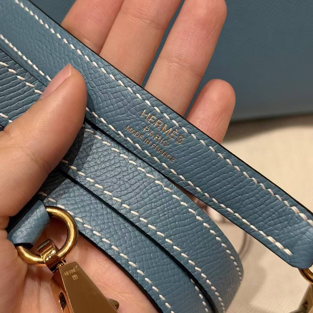 Hermes Kelly 28 Bag Handmade In Epsom Calfskin Leather Gold Hardware 75 Bleu Jean - Image 4
