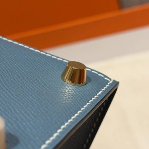 Hermes Kelly 28 Bag Handmade In Epsom Calfskin Leather Gold Hardware 75 Bleu Jean - Image 3