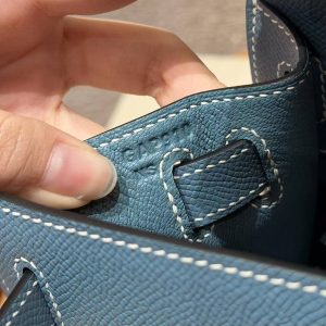 Hermes Kelly 28 Bag Handmade In Epsom Calfskin Leather Silver Hardware 75 Blue Jean - Image 17