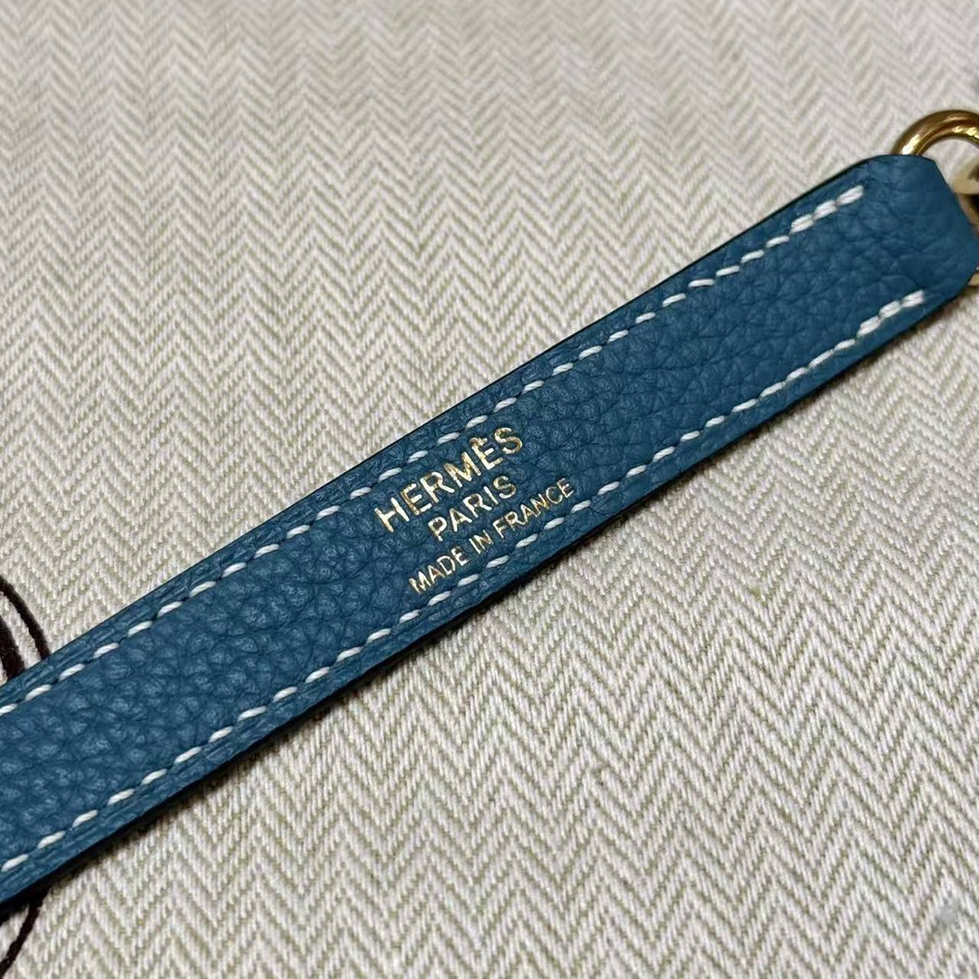Hermes Kelly 28 Bag Handmade In Togo Calfskin Leather Gold Hardware 75 Blue Jean - Image 6
