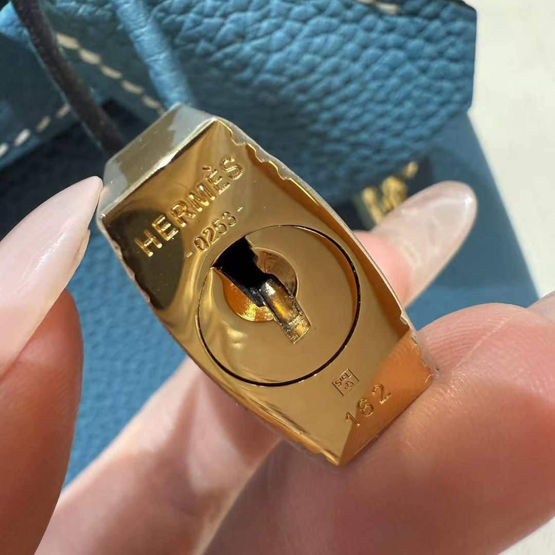 Hermes Kelly 28 Bag Handmade In Togo Calfskin Leather Gold Hardware 75 Blue Jean - Image 3