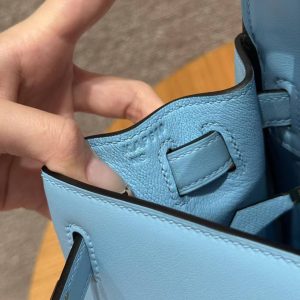 Hermes Kelly 28 Bag Handmade In Swift Calfskin Leather Gold Hardware 7N Celeste - Image 15