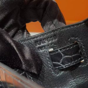 Hermes Kelly 28 Bag Handmade In Alligator Leather from Mississippi Gold Hardware 89 Noir - Image 15
