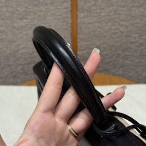 Hermes Kelly 28 Bag Handmade In Box Calfskin Leather Noir Hardware 89 Noir - Image 19