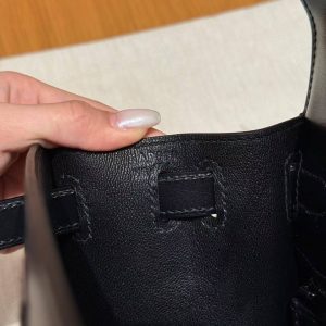 Hermes Kelly 28 Bag Handmade In Box Calfskin Leather Noir Hardware 89 Noir - Image 12