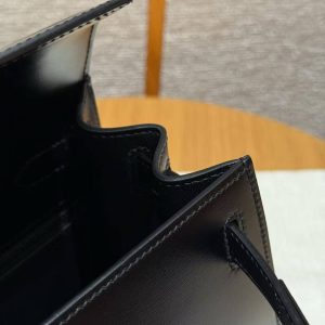 Hermes Kelly 28 Bag Handmade In Box Calfskin Leather Noir Hardware 89 Noir - Image 6