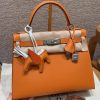 Hermes Kelly 28 Bag Handmade In Epsom Calfskin Leather Silver Hardware 93 Orange