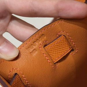 Hermes Kelly 28 Bag Handmade In Epsom Calfskin Leather Silver Hardware 93 Orange - Image 14