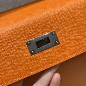 Hermes Kelly 28 Bag Handmade In Epsom Calfskin Leather Silver Hardware 93 Orange - Image 8
