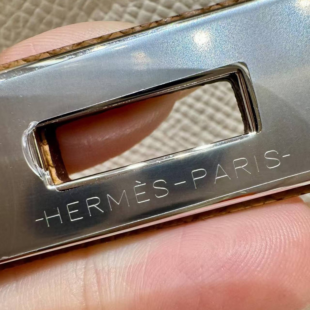 Hermes Kelly 28 Bag Handmade In Epsom Calfskin Leather Silver Hardware Ck10 Craie Ck37 Gold - Image 12