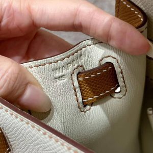 Hermes Kelly 28 Bag Handmade In Epsom Calfskin Leather Silver Hardware Ck10 Craie Ck37 Gold - Image 9