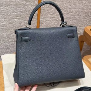 Alternative view of Hermes Kelly 28 Bag Handmade In Togo Calfskin Leather Silver Hardware H0 Girs Misty