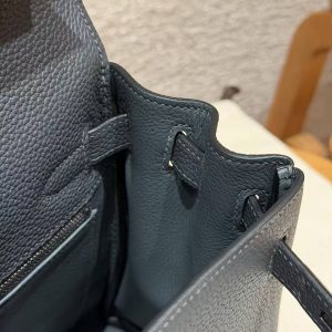 Hermes Kelly 28 Bag Handmade In Togo Calfskin Leather Silver Hardware H0 Girs Misty - Image 12