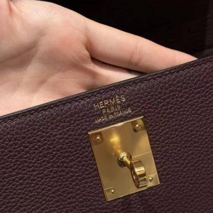 Hermes Kelly 28 Bag Handmade In Togo Calfskin Leather Gold Hardware OG Rouge Sellier - Image 16