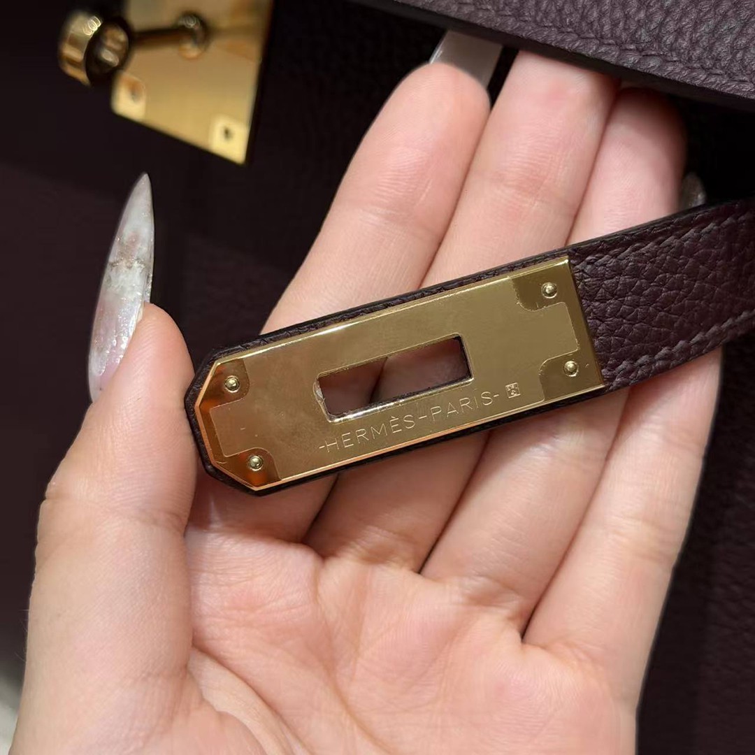 Hermes Kelly 28 Bag Handmade In Togo Calfskin Leather Gold Hardware OG Rouge Sellier - Image 15
