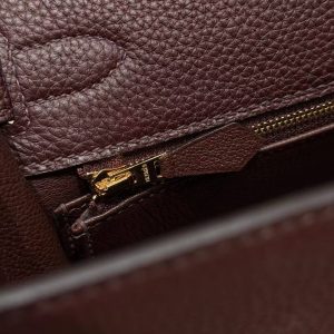 Hermes Kelly 28 Bag Handmade In Togo Calfskin Leather Gold Hardware OG Rouge Sellier - Image 14