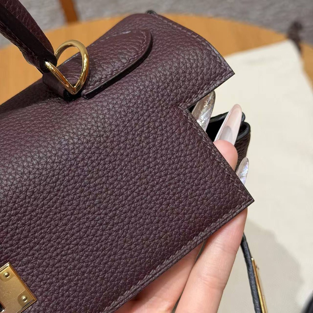 Hermes Kelly 28 Bag Handmade In Togo Calfskin Leather Gold Hardware OG Rouge Sellier - Image 10