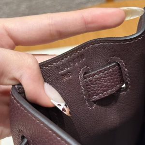 Hermes Kelly 28 Bag Handmade In Togo Calfskin Leather Silver Hardware OG Rouge Sellier - Image 14