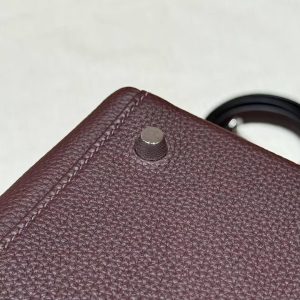 Hermes Kelly 28 Bag Handmade In Togo Calfskin Leather Silver Hardware OG Rouge Sellier - Image 12