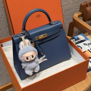 Alternative view of Hermes Kelly 28 Bag Handmade In Epsom Calfskin Leather Gold Hardware R2 Blue Agate