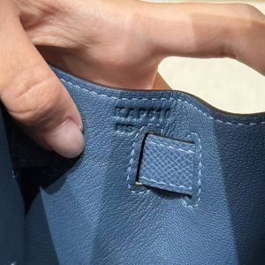 Hermes Kelly 28 Bag Handmade In Epsom Calfskin Leather Gold Hardware R2 Blue Agate - Image 7