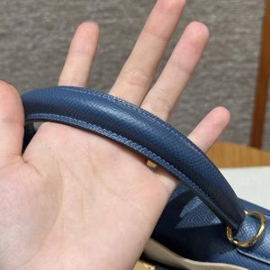 Hermes Kelly 28 Bag Handmade In Epsom Calfskin Leather Gold Hardware R2 Blue Agate - Image 4