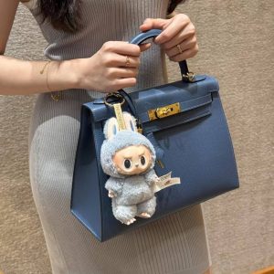 Hermes Kelly 28 Bag Handmade In Epsom Calfskin Leather Gold Hardware R2 Blue Agate - Image 3